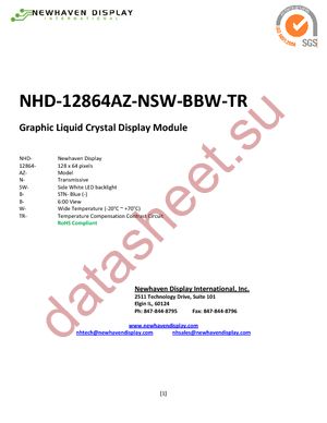 NHD-12864AZ-NSW-BBW-TR datasheet  